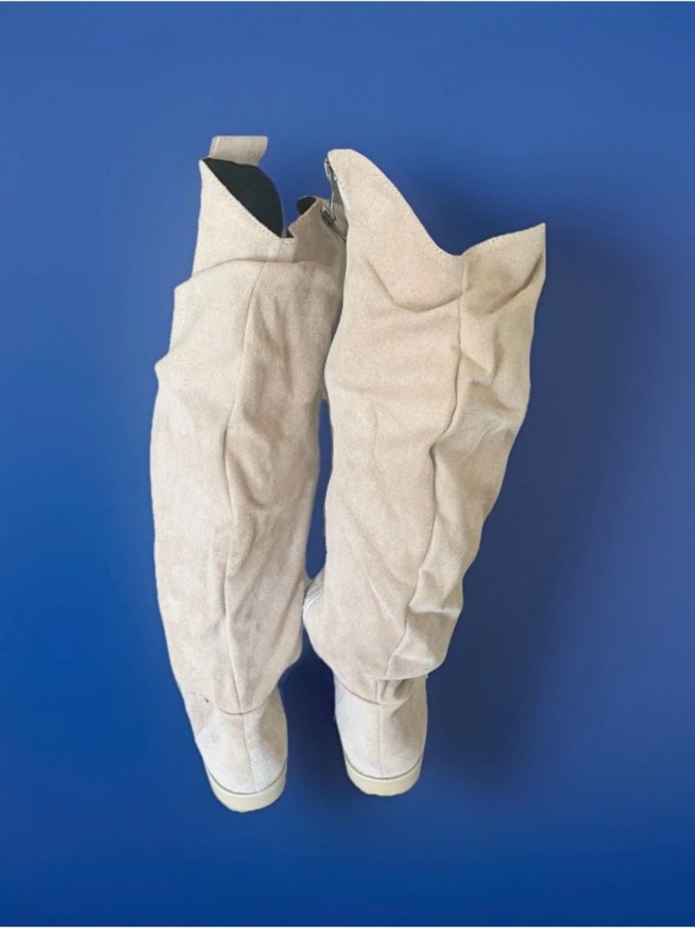 Over-the-Knee Slouch Boots in Light Beige - Picture 4 of 4